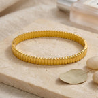 Minimalist Three-Dimensional Cylinder Textured Clasp Bracelet, Unique Design, Versatile Bangle