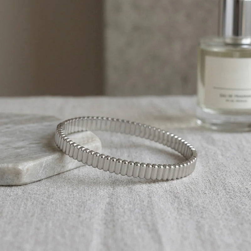 Minimalist Three-Dimensional Cylinder Textured Clasp Bracelet, Unique Design, Versatile Bangle