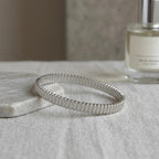 Minimalist Three-Dimensional Cylinder Textured Clasp Bracelet, Unique Design, Versatile Bangle