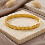 Minimalist Three-Dimensional Cylinder Textured Clasp Bracelet, Unique Design, Versatile Bangle