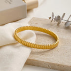Minimalist Three-Dimensional Cylinder Textured Clasp Bracelet, Unique Design, Versatile Bangle