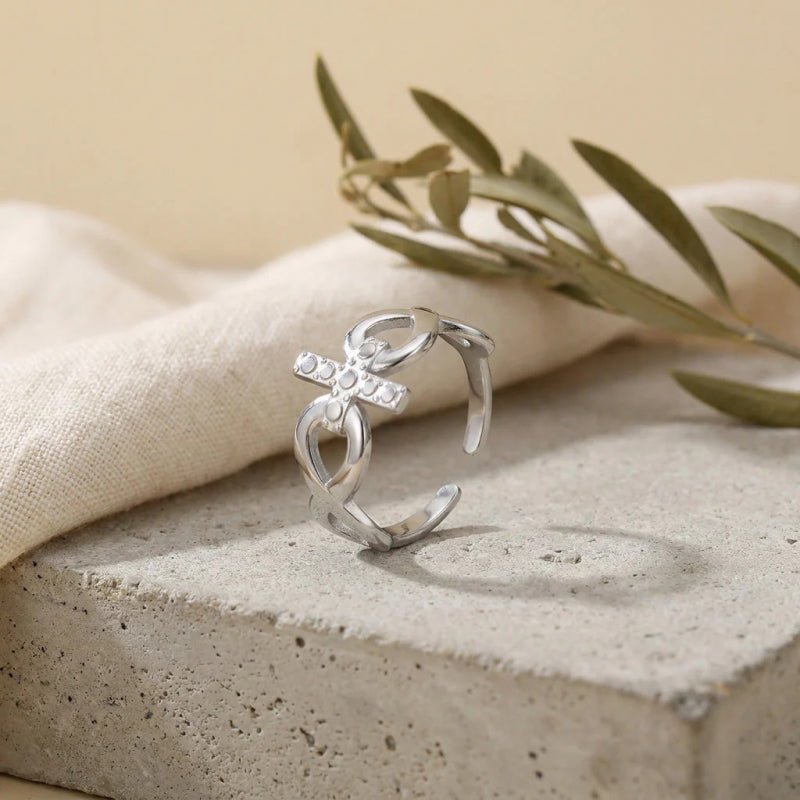 极简风十字架8字蝴蝶结高级感时尚潮流指环