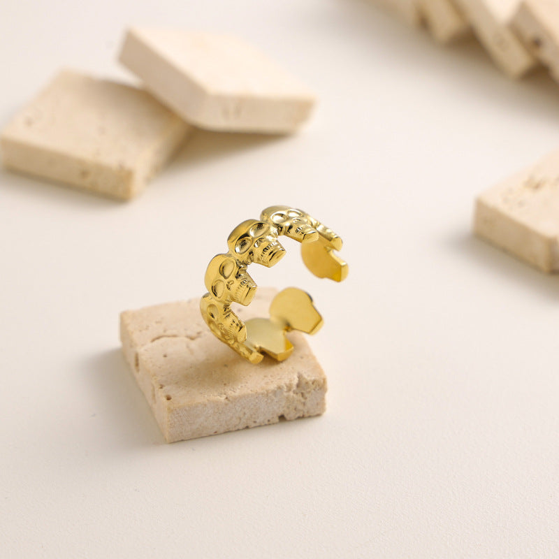 高定风连环骷髅开口戒指 朋克风男女通用可调节指环 Secondary image